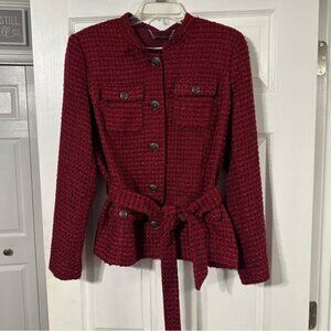 White House Black Market Belted Tweed Jacket